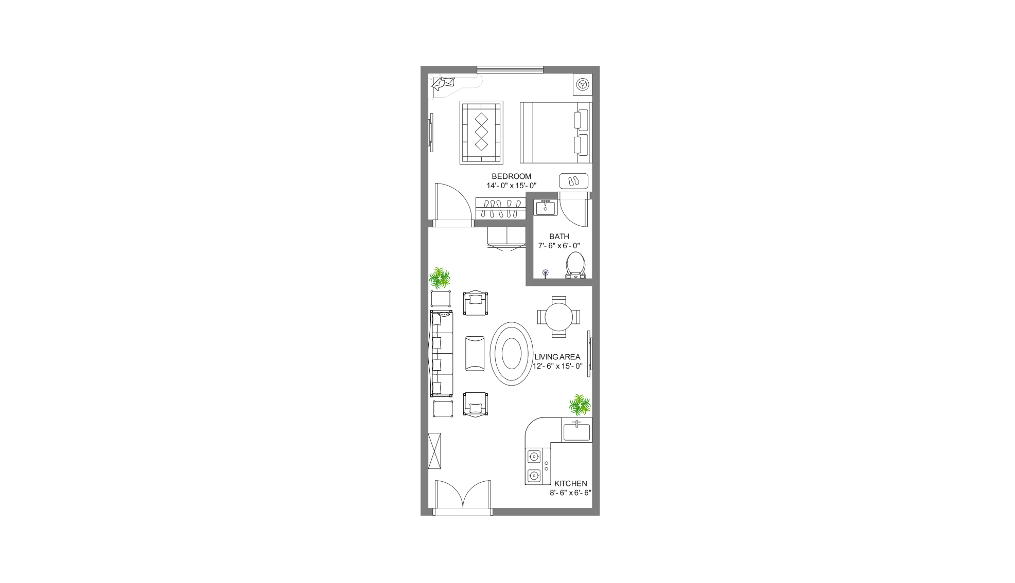 15x40 sq.ft Floor Plan for garden