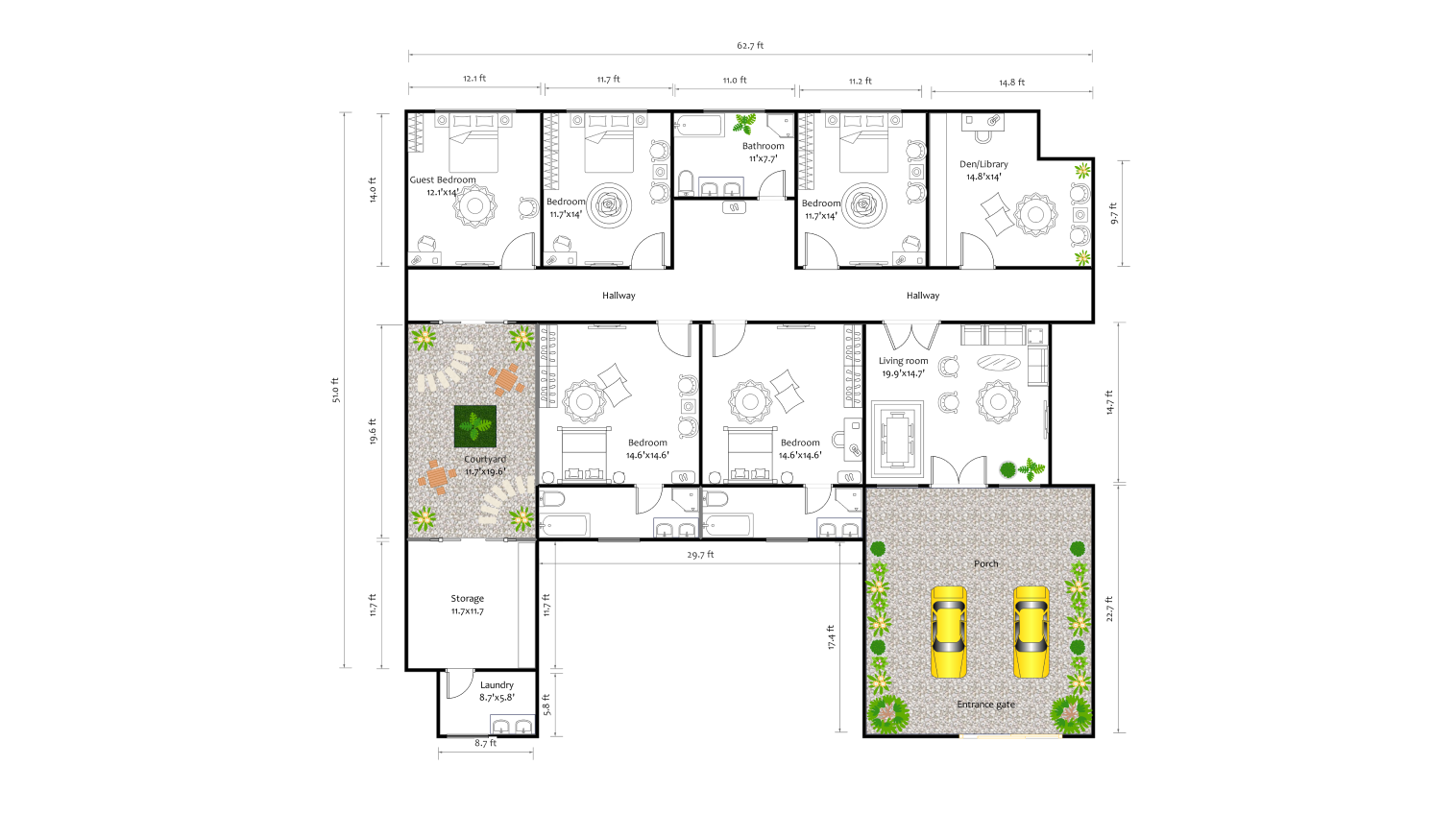 l-shaped floor plan 