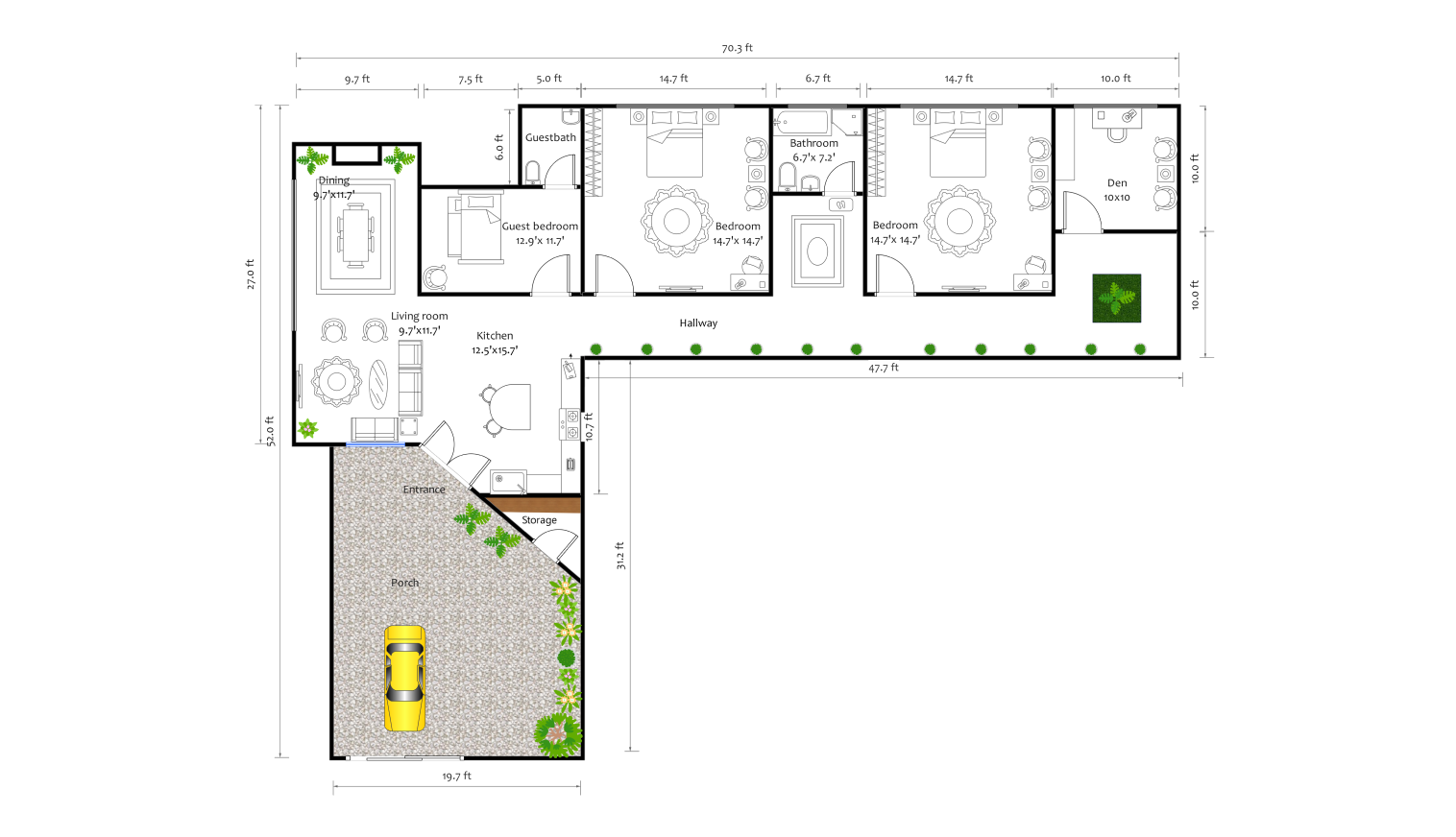 l-shaped floor plan 