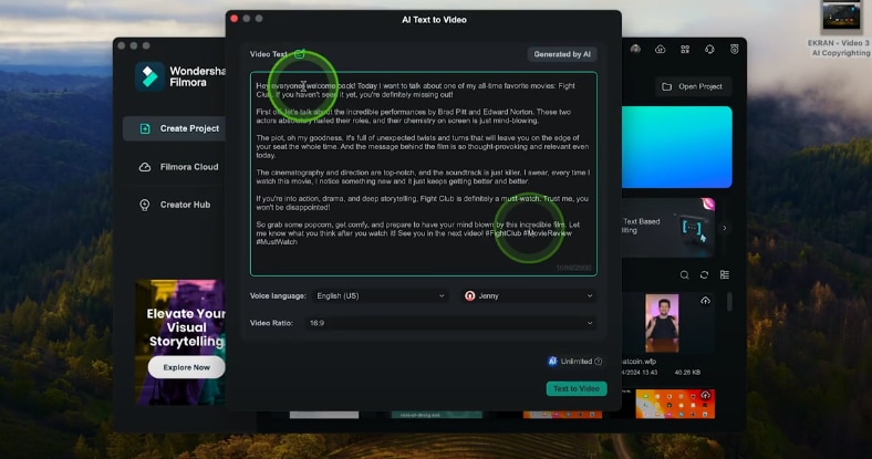 ai text to video in filmora