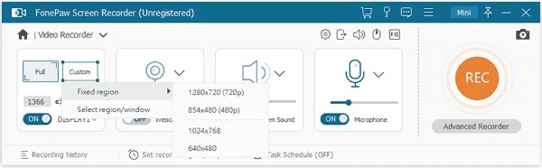 customize record region