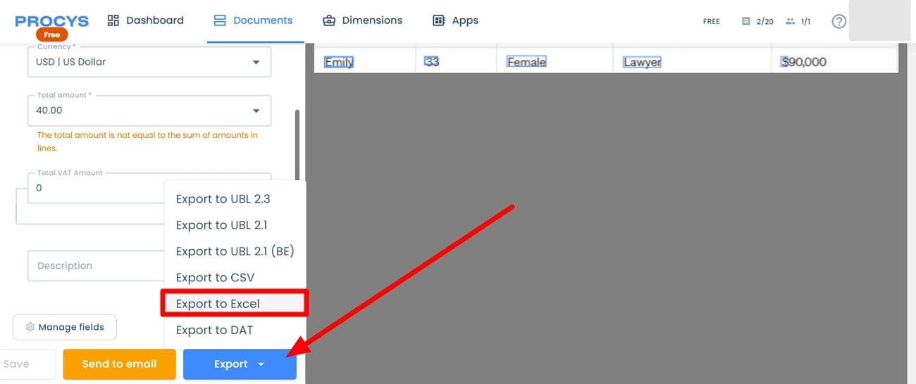 export converted image as excel