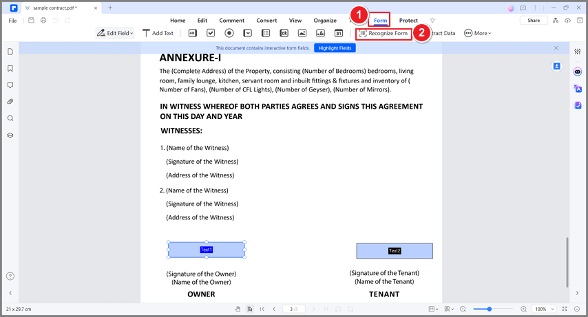 recognize pdf form