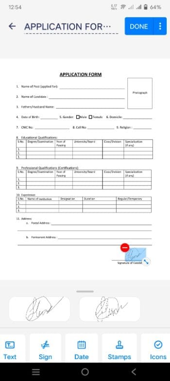 sign pdf document android