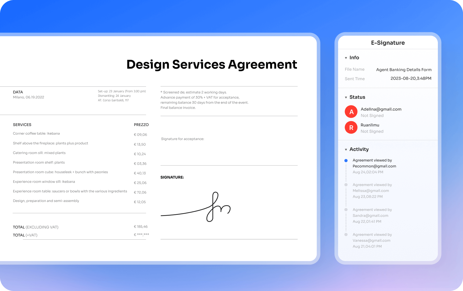 Track and manage signatures