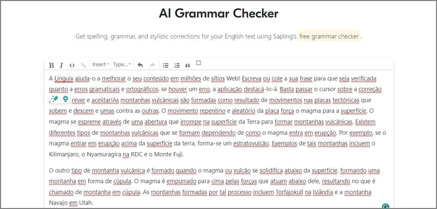 sapling portuguese grammar check