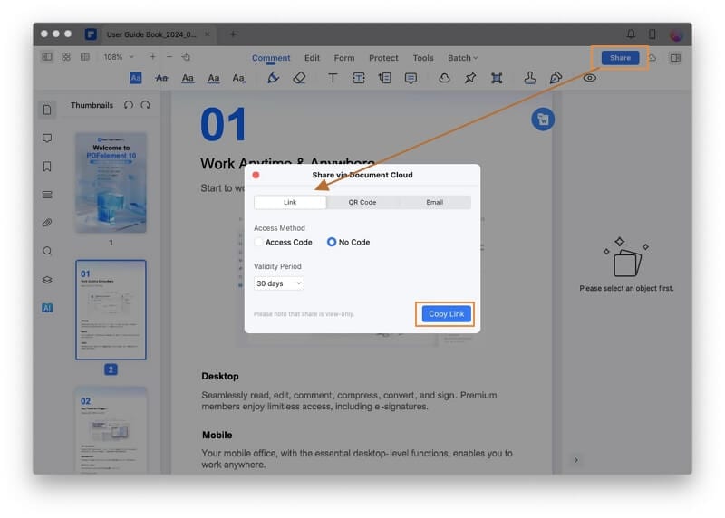 Share PDF as link on Mac