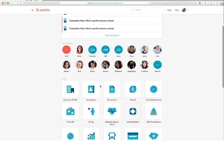 zenefits interface