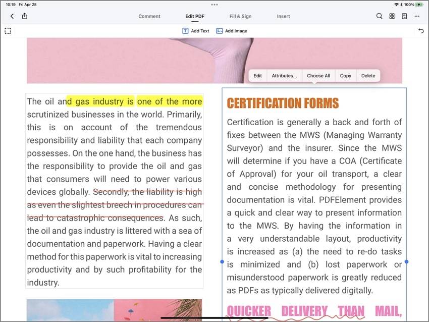 how to edit text in pdf on iphone
