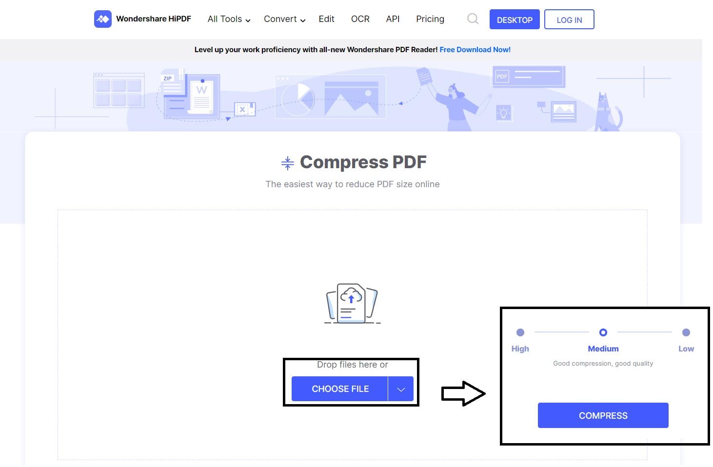 hipdf compress pdf to 500kb online