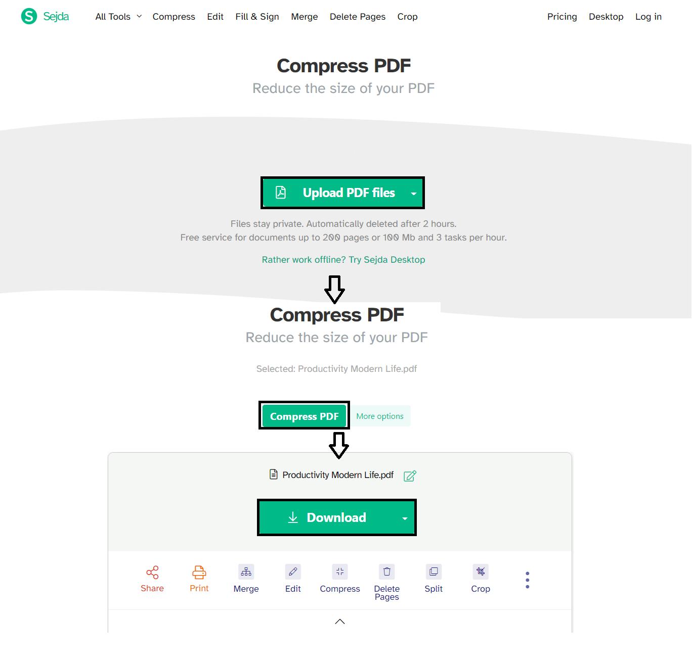 sejda compress pdf on linux