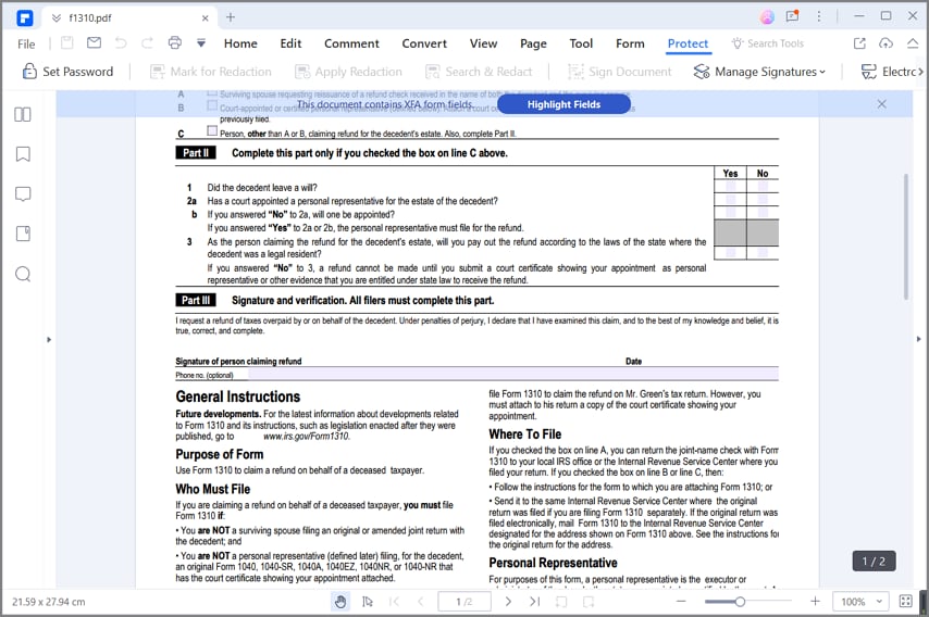 irs form 1310