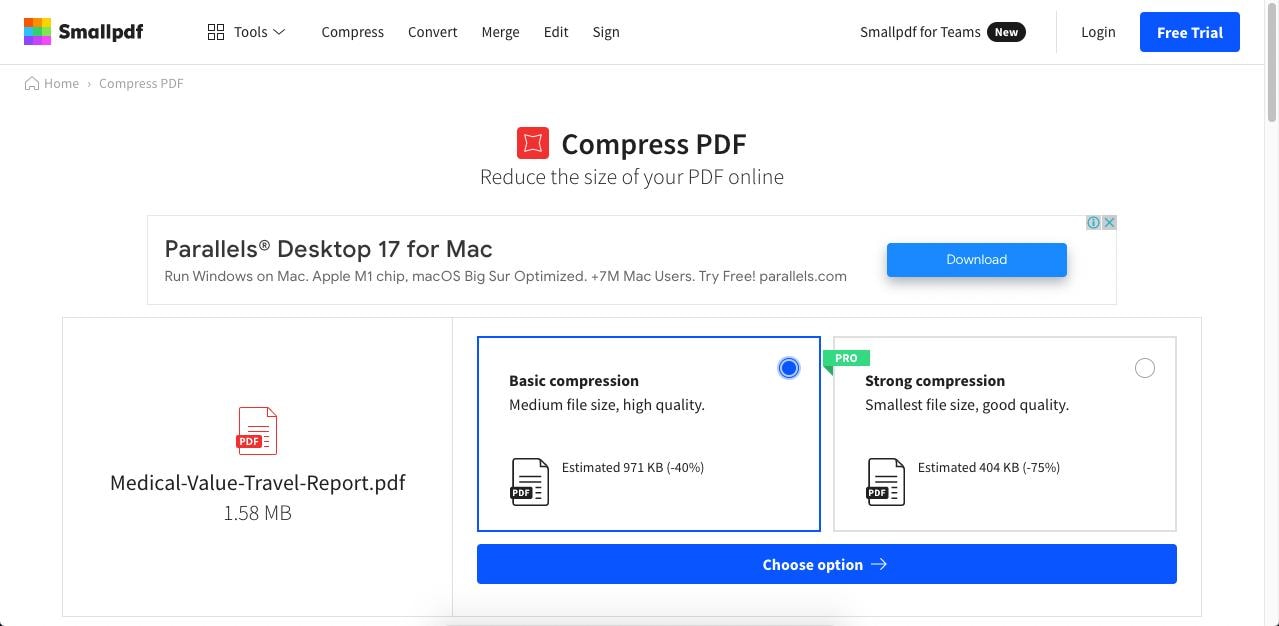 smallpdf compression degree