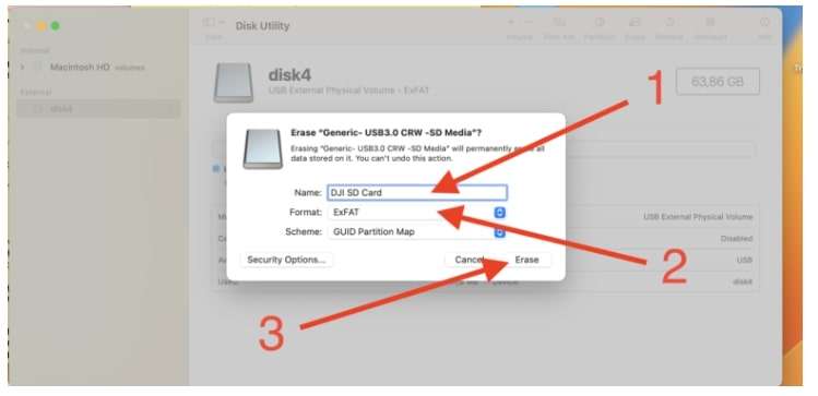 sd card formatting settings on mac 