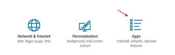 click on the apps option