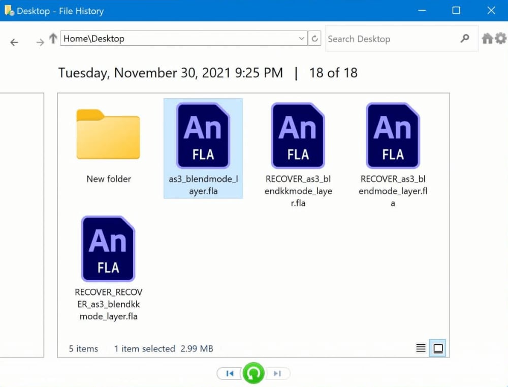 Mengembalikan File FLA yang hilang dari sejarah cadangan