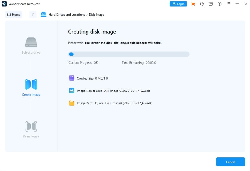 disk image file creation