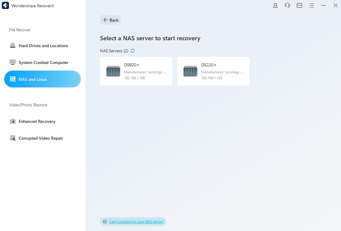 detect nas storage devices with recoverit