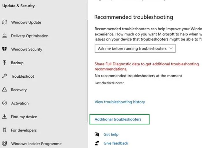 additional troubleshooters