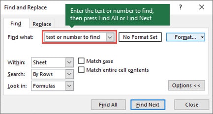 choose formulas to look in