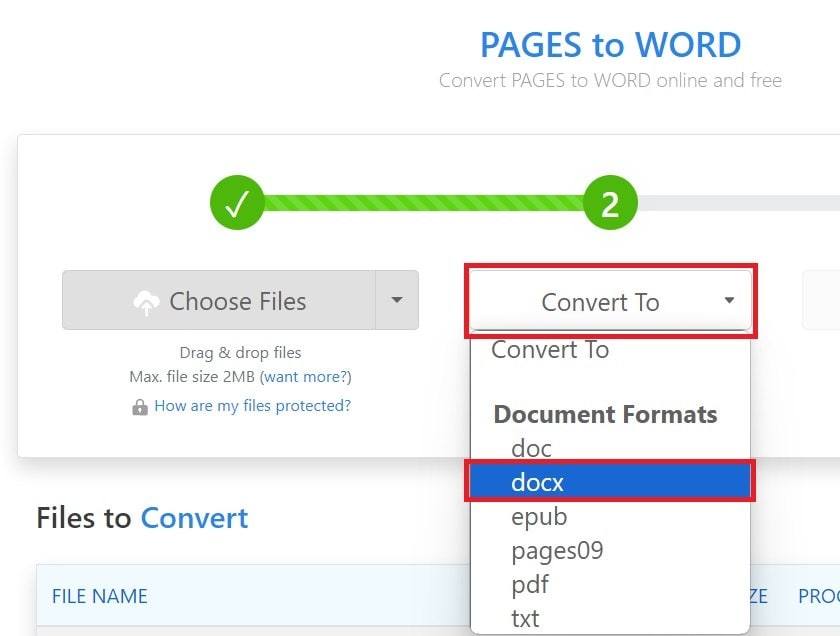 convert pages file to docx using zamzar