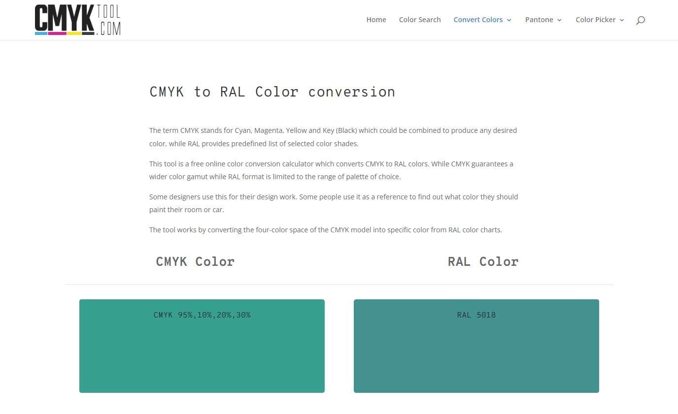 cmyktool’s cmyk ral converter