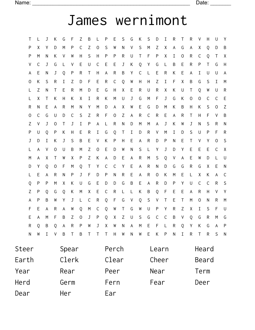 James wernimont Word Search