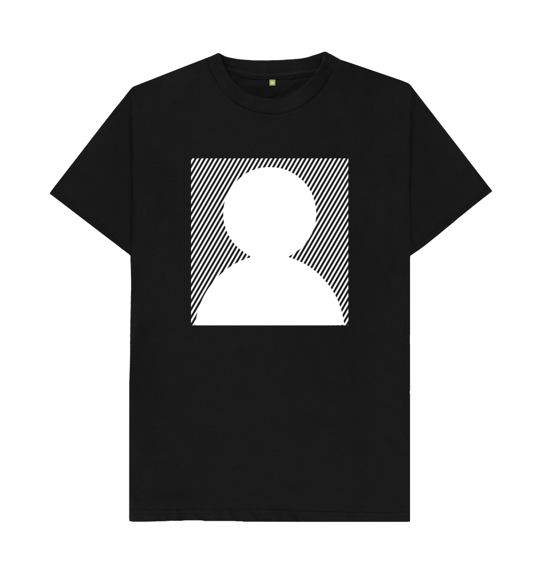 White design on a black T-shirt: Sometimes when someone hasnt uploaded a photo for their avatar you see a simple outline of a persons head and shoulders instead 