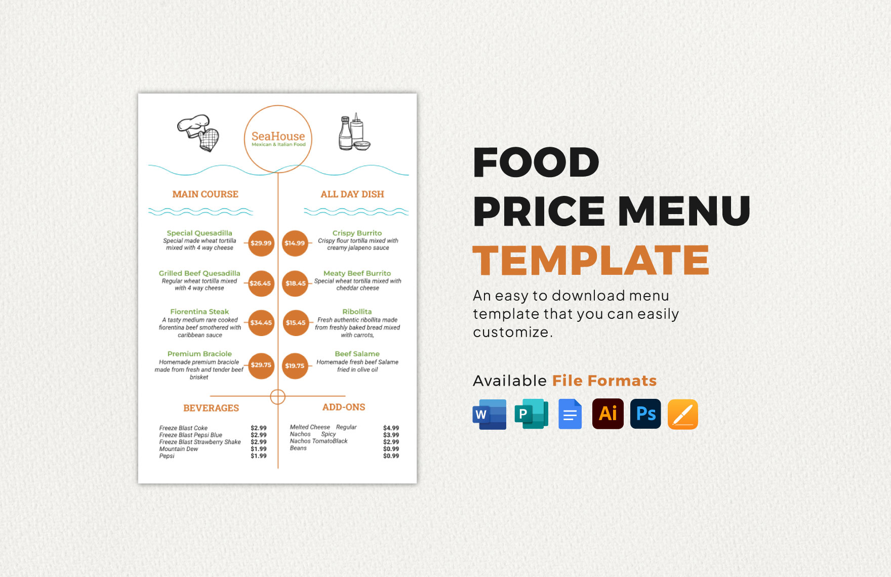 Food Price Menu Template