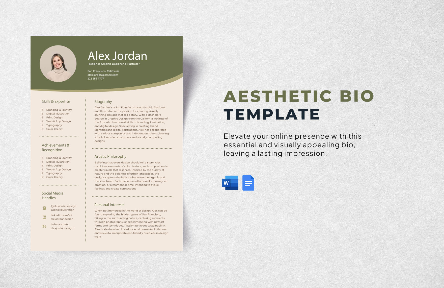 Aesthetic Bio Template in Word - Download | Template.net