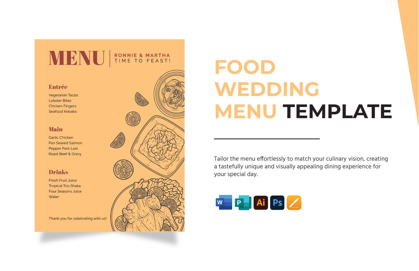 Food Wedding Menu Template