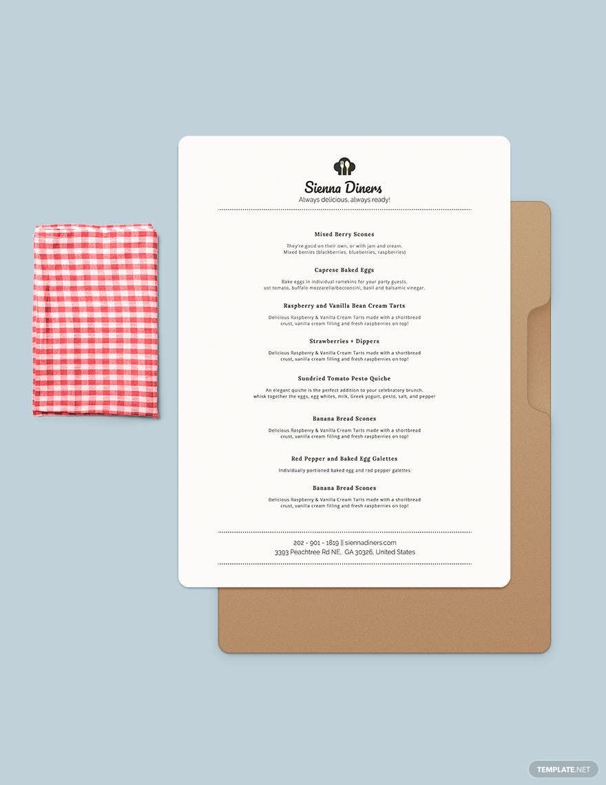 Simple Baby Shower Menu Template