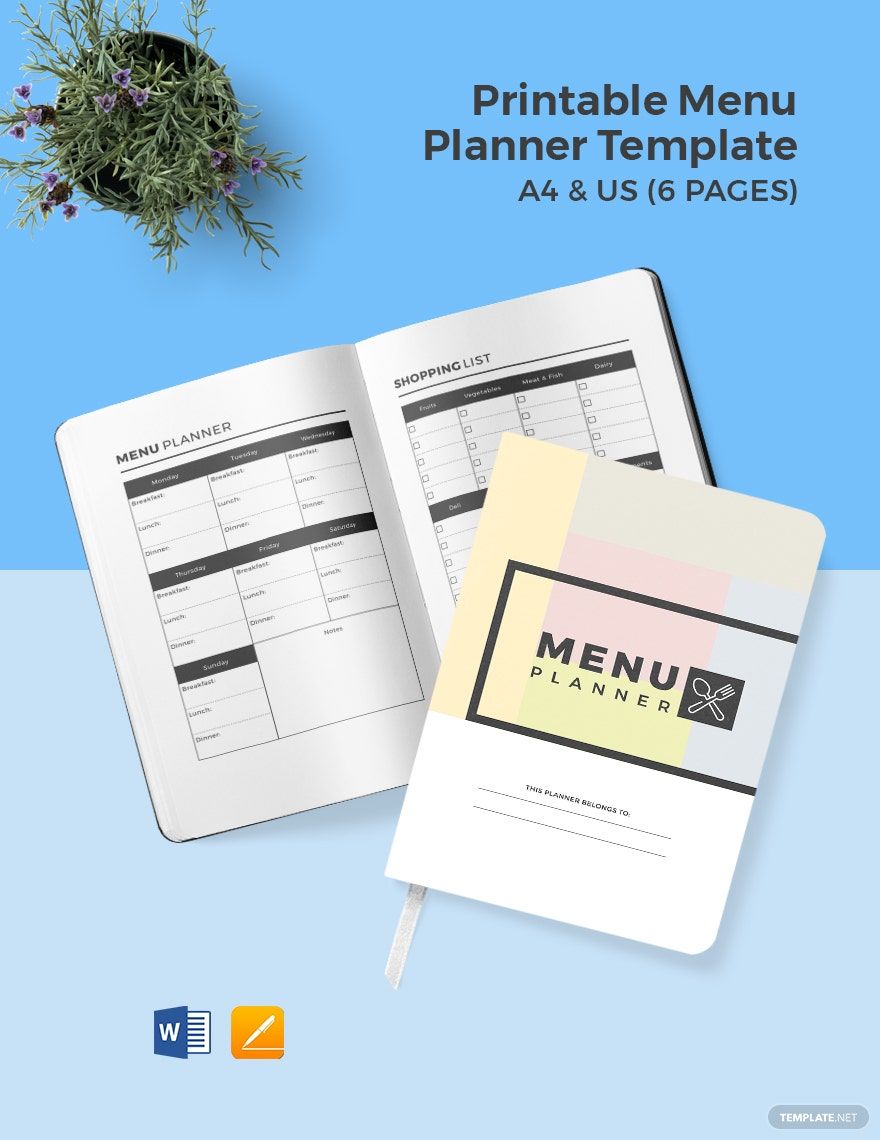 Printable Menu Planner Template