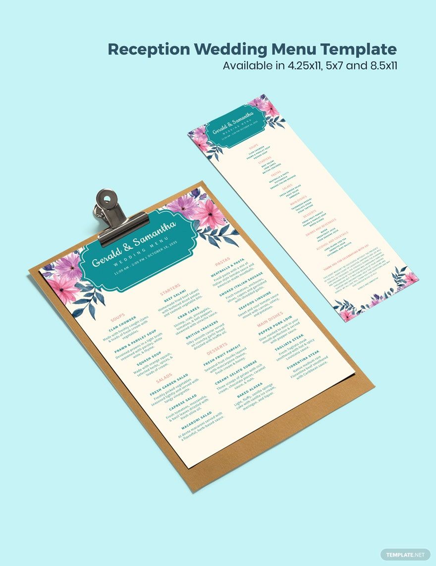 Southern Wedding Menu Template