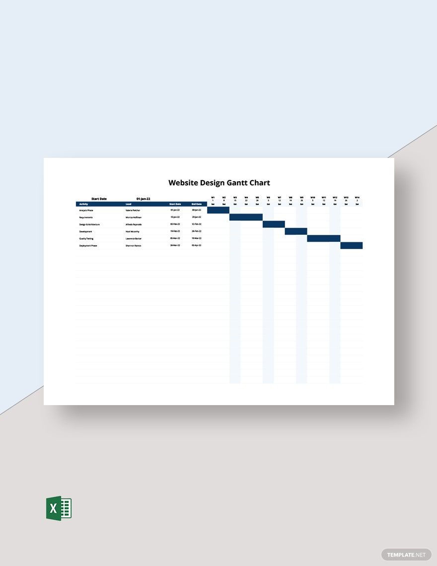 Website Design Gantt Chart Template