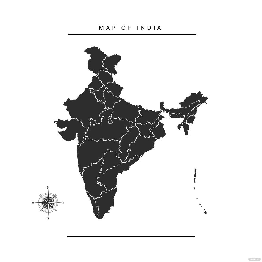 Black India Map Vector