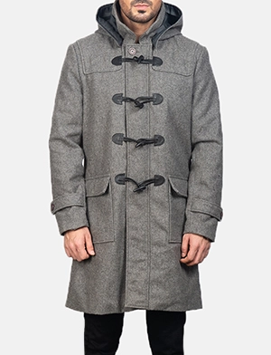 Men's Grey Wool Duffle Coat