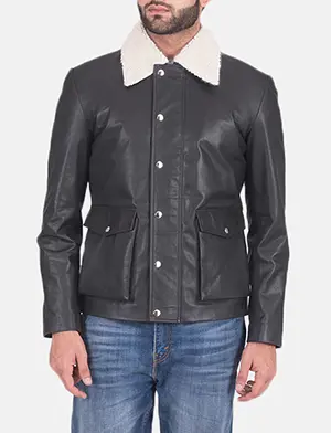 Mens Snow Cole Black Leather Jacket