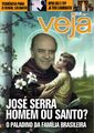 Capa da edição em que a Veja faz um artigo sobre a canonização do santo Serra.