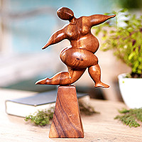 Wood sculpture, 'Be Happy' - Wood Sculpture from Indonesia