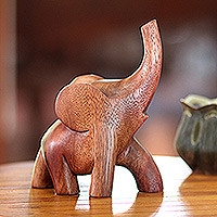 Wood sculpture, 'Elephant Strut' - Hand Made Indonesian Wood Sculpture