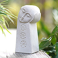 Sandstone sculpture, 'Hoping' - Hand Carved Sandstone Sculpture from Indonesia