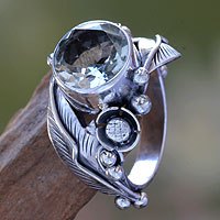 Prasiolite flower ring, Sunflowers