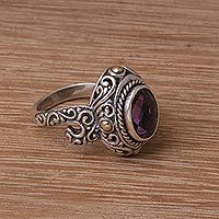 Gold accented amethyst cocktail ring, Peaceful Amethyst