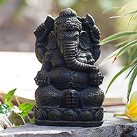 Cast stone sculpture, 'Lord of Fortune' - Artisan Crafted Lord Ganesha Cast Stone Sculpture