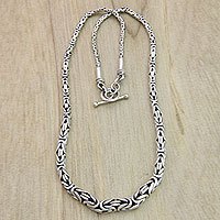 Sterling silver chain necklace, 'Memoirs' - Indonesian Sterling Silver Chain Necklace