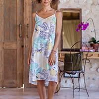 Cotton nightgown, ‘Sweet Floral Dreams’ - Cotton Nightgown with Adjustable Straps and Floral Motif