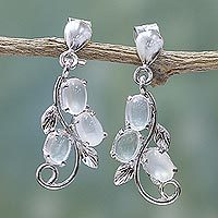 Moonstone earrings, 'Shining Cloud' - Sterling Silver Earrings Moonstone Earrings Artisan Jewelry