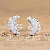 Jade stud earrings, 'Moon Crescent in Lilac' - Lilac Jade Moon Earrings