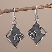 Sterling silver dangle earrings, 'Freeform Beauty' - Peruvian Modern Style Sterling Silver Dangle Earrings